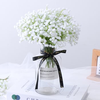 20 см бяла гипсофила изкуствени цветя сватба направи си сам букет украса аранжировка пластмасови бебета дъх фалшиво цвете домашен декор