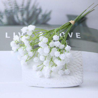 20 cm balti ģipsofilas mākslīgie ziedi kāzu pušķis, dekorācijas, plastmasas zīdaiņu elpa, viltus ziedu mājas dekors
