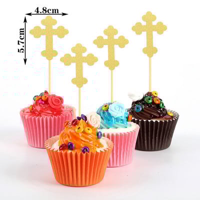 24 bucăți/pungă Crucea Înger, Dumnezeu binecuvântează Tort Topper Prima Comuniune Baby Shower Rechizite pentru decorațiuni pentru petrecere Creștină Toppers pentru Tort de Paște