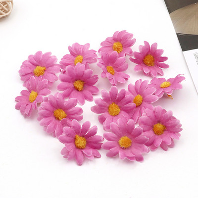 50/100 gab. Saulespuķu margrietiņas mākslīgie ziedi dekoratīvām kāzu ballītēm vainags Ziemassvētku amatniecība Mājas aksesuāri Viltus zieds