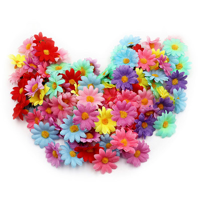 50/100 gab. Saulespuķu margrietiņas mākslīgie ziedi dekoratīvām kāzu ballītēm vainags Ziemassvētku amatniecība Mājas aksesuāri Viltus zieds