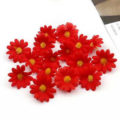50/100 gab. Saulespuķu margrietiņas mākslīgie ziedi dekoratīvām kāzu ballītēm vainags Ziemassvētku amatniecība Mājas aksesuāri Viltus zieds