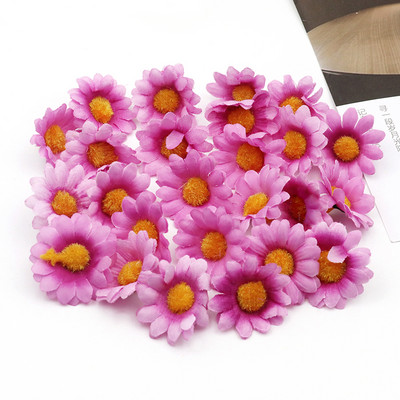 50/100 gab. Saulespuķu margrietiņas mākslīgie ziedi dekoratīvām kāzu ballītēm vainags Ziemassvētku amatniecība Mājas aksesuāri Viltus zieds