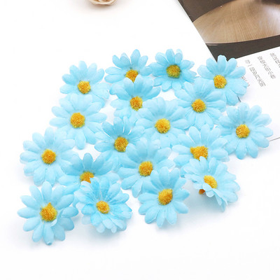 50/100 gab. Saulespuķu margrietiņas mākslīgie ziedi dekoratīvām kāzu ballītēm vainags Ziemassvētku amatniecība Mājas aksesuāri Viltus zieds