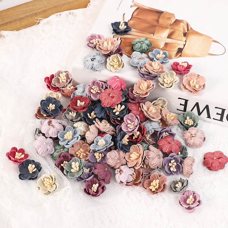 10/20/50 db mesterséges mikroszálas virágok mini virágok esküvői dekorációkhoz barkács koszorú fejdísz klip Kiegészítők Hamis virág