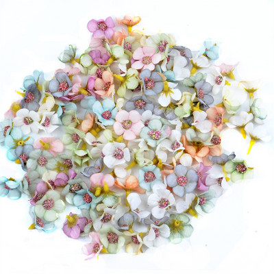 50 τμχ 2 εκ. Πολύχρωμο Mini Silk Artificial Flower Head For Margarita Wedding Decoration Garland Handmade DIY Scrapbooking Craft