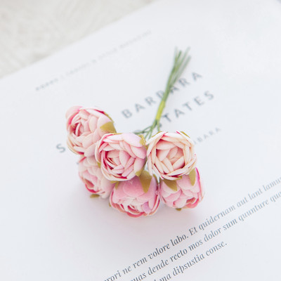 6/18GAB Mākslīgie ziedi putuplasta MINI rožu pušķis Mājas dārza rotājums Jaunais gads Ziemassvētku vītne roku darbs festivāls Kāzas