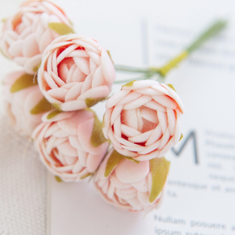 6/18GAB Mākslīgie ziedi putuplasta MINI rožu pušķis Mājas dārza rotājums Jaunais gads Ziemassvētku vītne roku darbs festivāls Kāzas