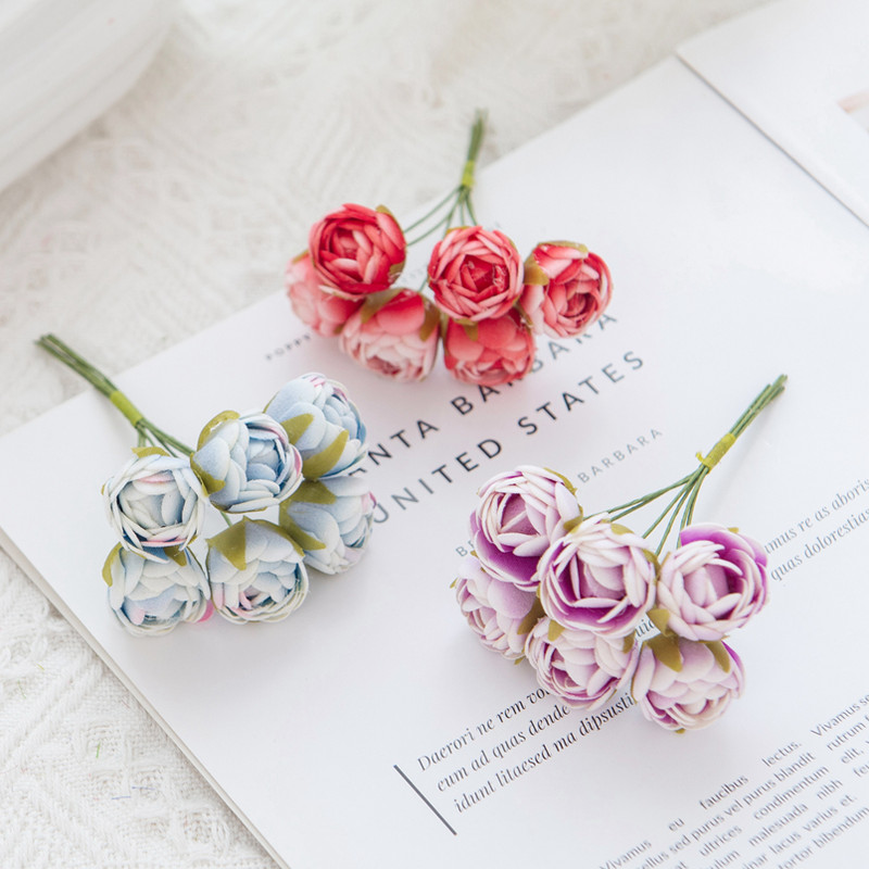 6/18GAB Mākslīgie ziedi putuplasta MINI rožu pušķis Mājas dārza rotājums Jaunais gads Ziemassvētku vītne roku darbs festivāls Kāzas