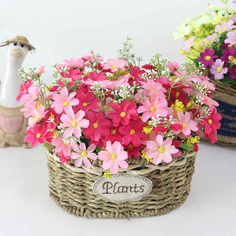 JAROWN szimulációs virág kis százszorszép 7 ágú Cosmos hamis virág esküvői dekoráció otthoni dekoráció nappali selyemvirág