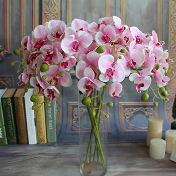 1PC Копринена пеперуда Орхидея Изкуствени цветя Букет за сватбена декорация на дома Real Touch Фаленопсис Фалшиви цветя Божур Роза