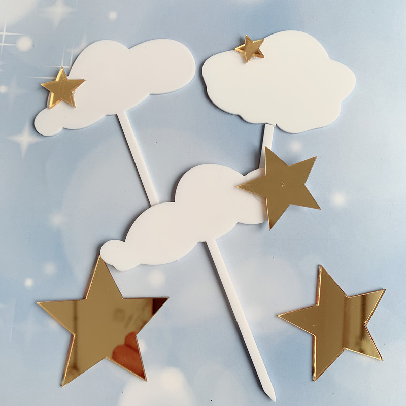 9 τμχ/σετ Acrylic Moon Cloud Star Happy Birthday Cake Topper Kids Baby Shower Dream Cake Decoration Party Supplies Παιδικές μπομπονιέρες