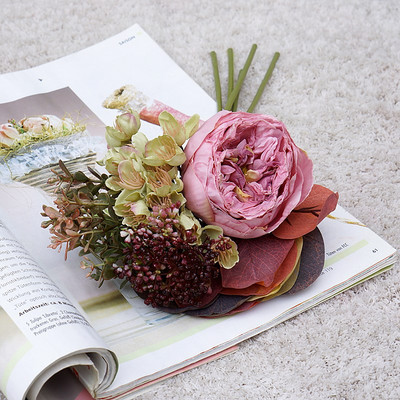 Sarkani mākslīgā zīda ziedi lielas peonijas pušķis augstas kvalitātes mājas dekorēšana rudens kāzu izkārtojums Ziemassvētku liels viltots augs
