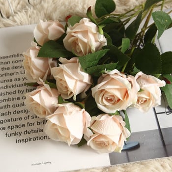 51 см червени изкуствени копринени рози, букет цветя за сватбена булка, държаща домашни фалшиви бели цветя, евтини за декорация на домашна маса