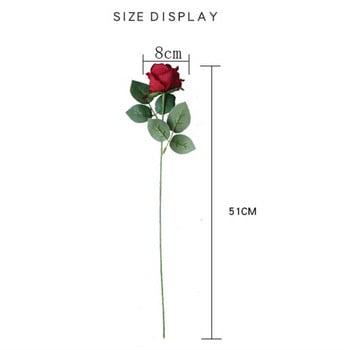 51 см червени изкуствени копринени рози, букет цветя за сватбена булка, държаща домашни фалшиви бели цветя, евтини за декорация на домашна маса