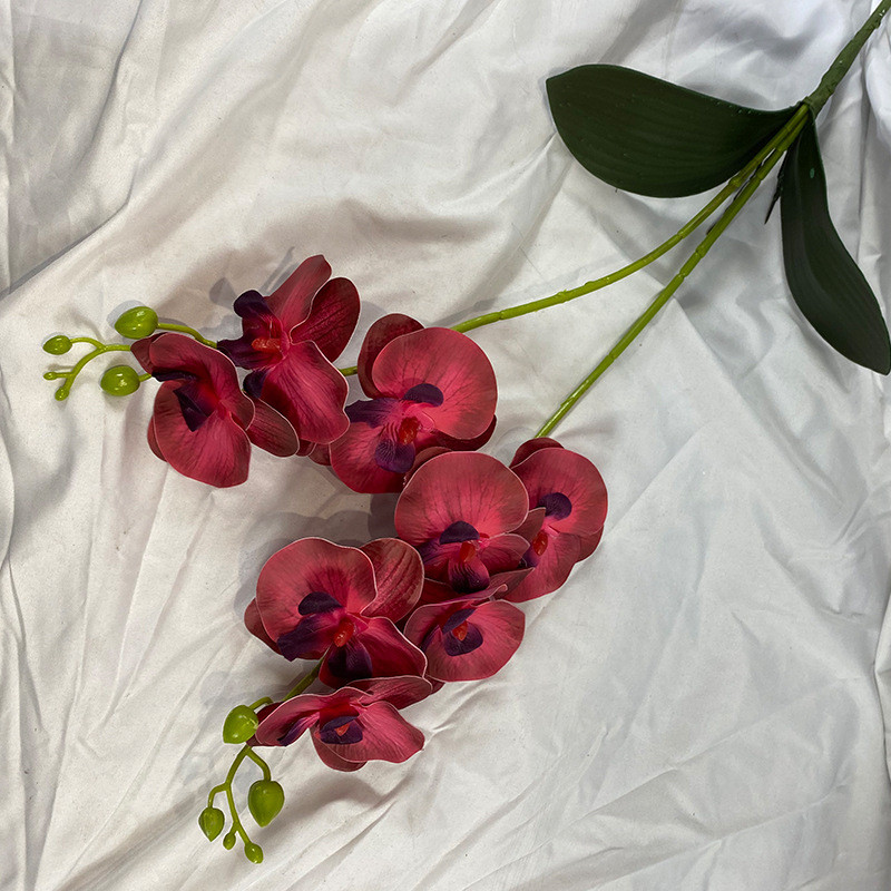 2 ágú orchidea leveles művirággal Phalaenopsis hamis cserepes növény esküvői virágkötészeti kellékek Otthoni belső dekoráció