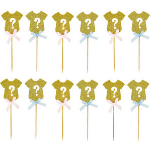 12 gab. Kūka dzimumam Atklāt Zēns Meitene Drēbes Cupcake Viņš vai viņa Baby Shower Cake Topper Dzimums Reveal Party Supplies