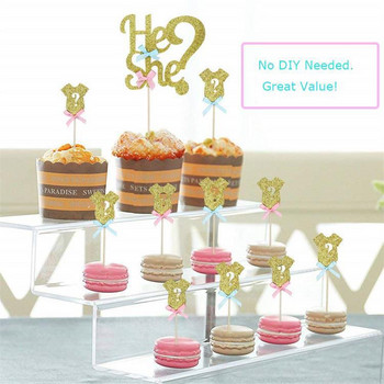 12 τμχ Κέικ για Ρούχα για κορίτσια αποκάλυψης φύλου Cupcake Αυτός ή εκείνη Baby shower Cake Topper Gender Reveal Party Supplies