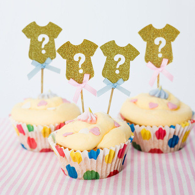 12 gab. Kūka dzimumam Atklāt Zēns Meitene Drēbes Cupcake Viņš vai viņa Baby Shower Cake Topper Dzimums Reveal Party Supplies