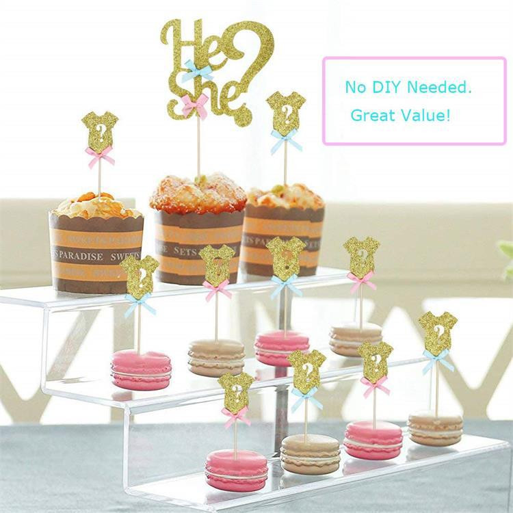 12 gab. Kūka dzimumam Atklāt Zēns Meitene Drēbes Cupcake Viņš vai viņa Baby Shower Cake Topper Dzimums Reveal Party Supplies