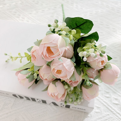 YRMSF Artificial Flowers 12 Head Pink Silk Peony Artificial Fake Flower for DIY Wedding Party Bride Home Plant Decoration Flower