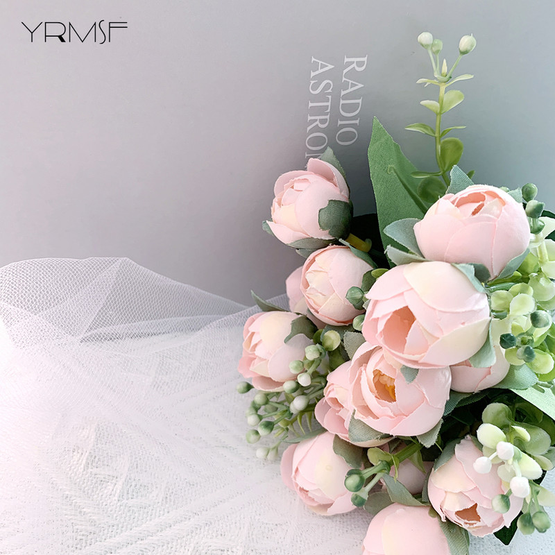 YRMSF Artificial Flowers 12 Head Pink Silk Peony Artificial Fake Flower for DIY Wedding Party Bride Home Plant Decoration Flower