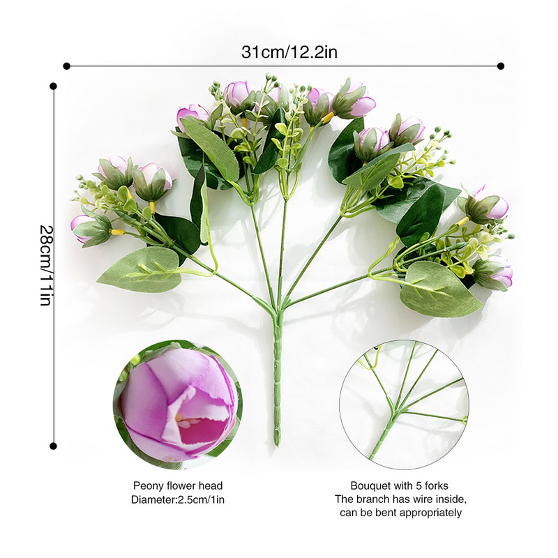 YRMSF Artificial Flowers 12 Head Pink Silk Peony Artificial Fake Flower for DIY Wedding Party Bride Home Plant Decoration Flower