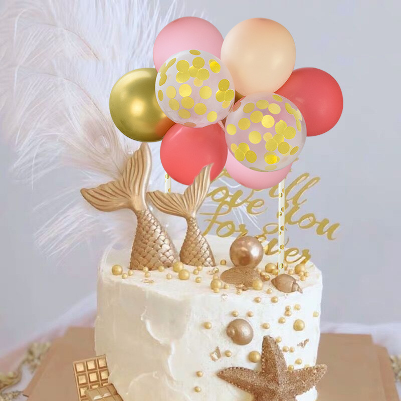 10 bucăți 5 inch Confetti Ballon Cake Topper Nunta Baby Shower Decoratiuni pentru petreceri La mulți ani Tort Topper Unelte pentru decorarea torturilor