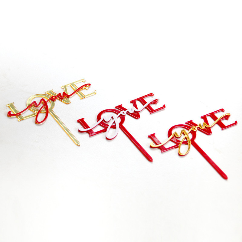 Διπλά στρώματα Love You Ακρυλικό κάλυμμα για τούρτα για την ημέρα του Αγίου Βαλεντίνου Διακόσμηση για πάρτι Μπομπονιέρες Εργαλεία διακόσμησης τούρτας Αξεσουάρ ψησίματος