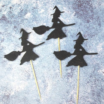 Happy Halloween Cake Topper Pumpkin Ghost Bat Witch Ghost Castle Black Cat Horror Cupcake Toppers Halloween Party Baking Decor