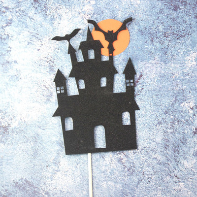 Priecīgu Helovīna kūku cepumu ķirbju spoku sikspārņu raganu spoku pils melna kaķa šausmu kūku toperi Helovīna ballītes cepšanas dekori