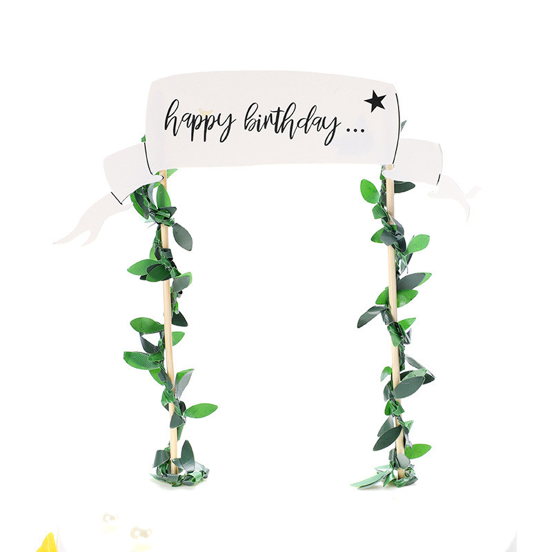 Θέμα δάσους Polymer Clay Deer Tree Vine Jungle Safari Party Παιδικές μπομπονιέρες Ζώο Happy Birthday Cake Topper Party Supplies