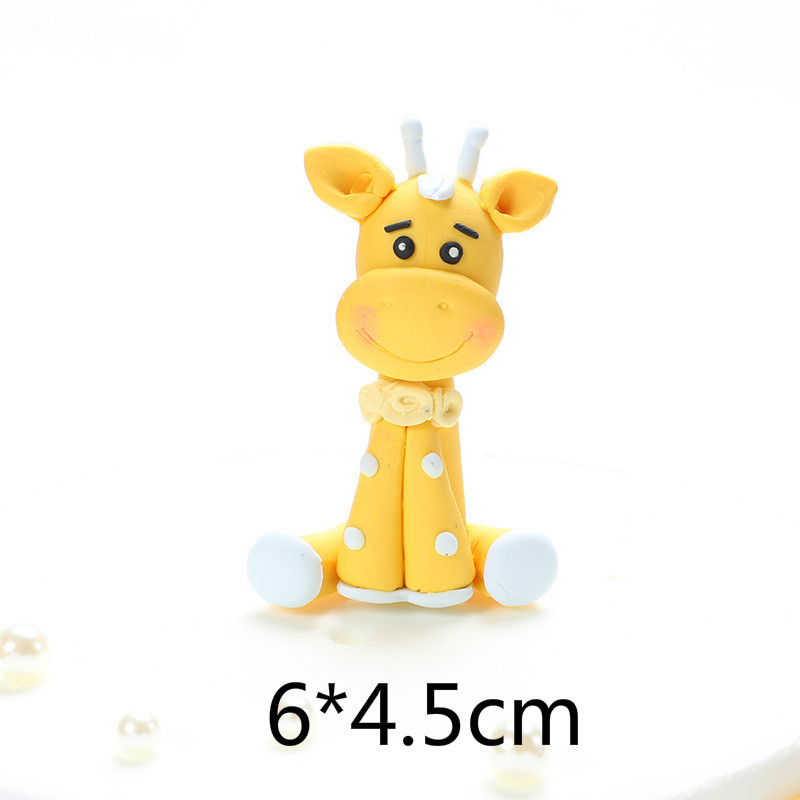 Θέμα δάσους Polymer Clay Deer Tree Vine Jungle Safari Party Παιδικές μπομπονιέρες Ζώο Happy Birthday Cake Topper Party Supplies