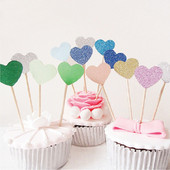 40 de bucăți multicolor în formă de inimă pentru cupcake cake topper autocolant steag pentru baby shower, nuntă, petrecere de aniversare, furnituri pentru decorarea casei