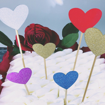 40 бр. Многоцветен кекс с форма на сърце Стикер стикери Флаг за Baby Shower Сватба, Рожден Ден Консумативи за декорация на дома
