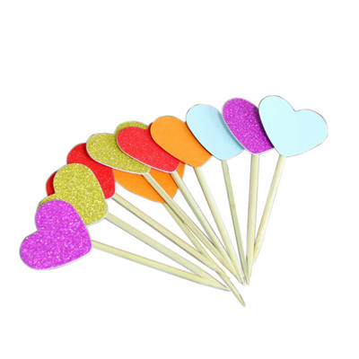40 de bucăți multicolor în formă de inimă pentru cupcake cake topper autocolant steag pentru baby shower, nuntă, petrecere de aniversare, furnituri pentru decorarea casei