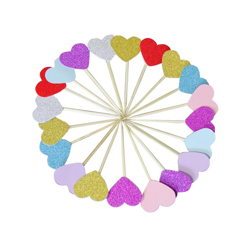 40 de bucăți multicolor în formă de inimă pentru cupcake cake topper autocolant steag pentru baby shower, nuntă, petrecere de aniversare, furnituri pentru decorarea casei