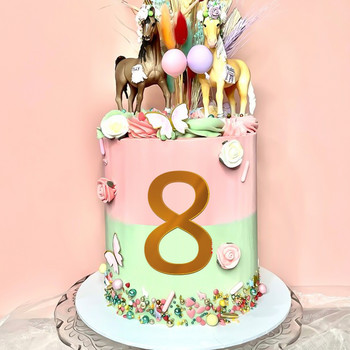 1 комплект от 0-9 числа Честит рожден ден Торта за торта Златно и сребърно акрилно сватбено парти Покривало за кексчета Детска декорация за десерт за рожден ден