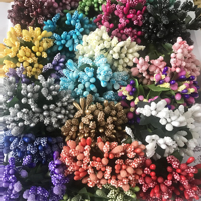 12 buc./lot flori artificiale boabe mici stamine sârmă tulpină/frunze de căsătorie bricolaj coroană de nuntă cutie de album pentru decorare artizanală