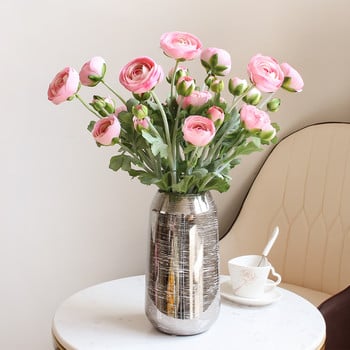 Τεχνητά Ranunculus Flowers with Real Touch Stem Faux Peony Wedding Decoration Household Simulation Τεχνητά λουλούδια