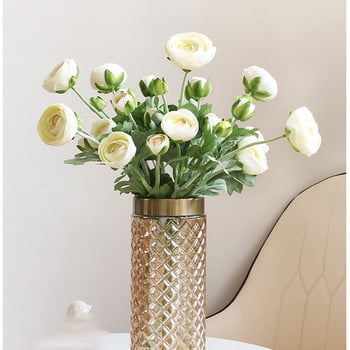 Τεχνητά Ranunculus Flowers with Real Touch Stem Faux Peony Wedding Decoration Household Simulation Τεχνητά λουλούδια