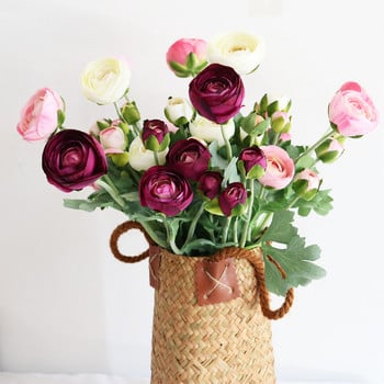 Τεχνητά Ranunculus Flowers with Real Touch Stem Faux Peony Wedding Decoration Household Simulation Τεχνητά λουλούδια