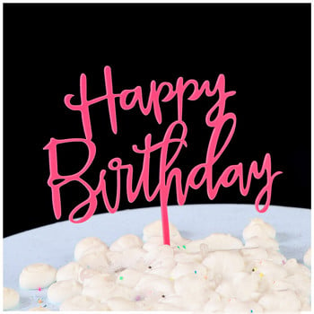 Акрилна розово златна горна част за торта Сребърна розова буква Честит рожден ден Торта за торта Декорации за торта за рожден ден Подарък за рожден ден на деца