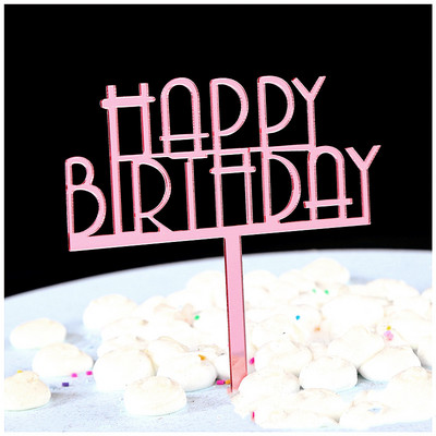 Ακρυλικό ροζ χρυσό Cake Topper Ασημί ροζ γράμμα Happy Birthday Cake Toppers Birthday Party Cake Διακοσμήσεις Παιδικό δώρο γενεθλίων