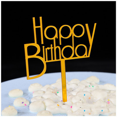 Ακρυλικό ροζ χρυσό Cake Topper Ασημί ροζ γράμμα Happy Birthday Cake Toppers Birthday Party Cake Διακοσμήσεις Παιδικό δώρο γενεθλίων