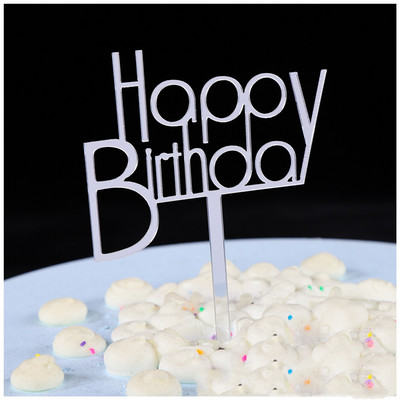Ακρυλικό ροζ χρυσό Cake Topper Ασημί ροζ γράμμα Happy Birthday Cake Toppers Birthday Party Cake Διακοσμήσεις Παιδικό δώρο γενεθλίων
