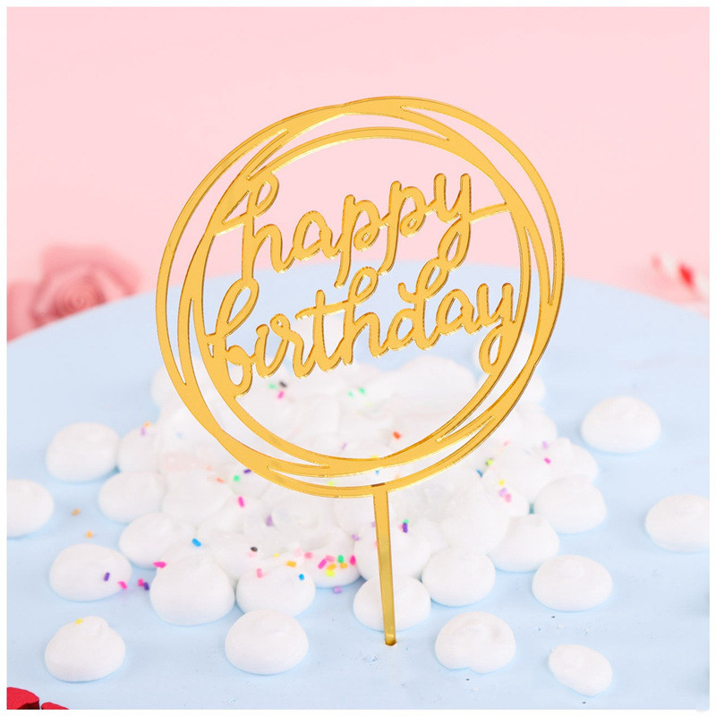 Ακρυλικό ροζ χρυσό Cake Topper Ασημί ροζ γράμμα Happy Birthday Cake Toppers Birthday Party Cake Διακοσμήσεις Παιδικό δώρο γενεθλίων