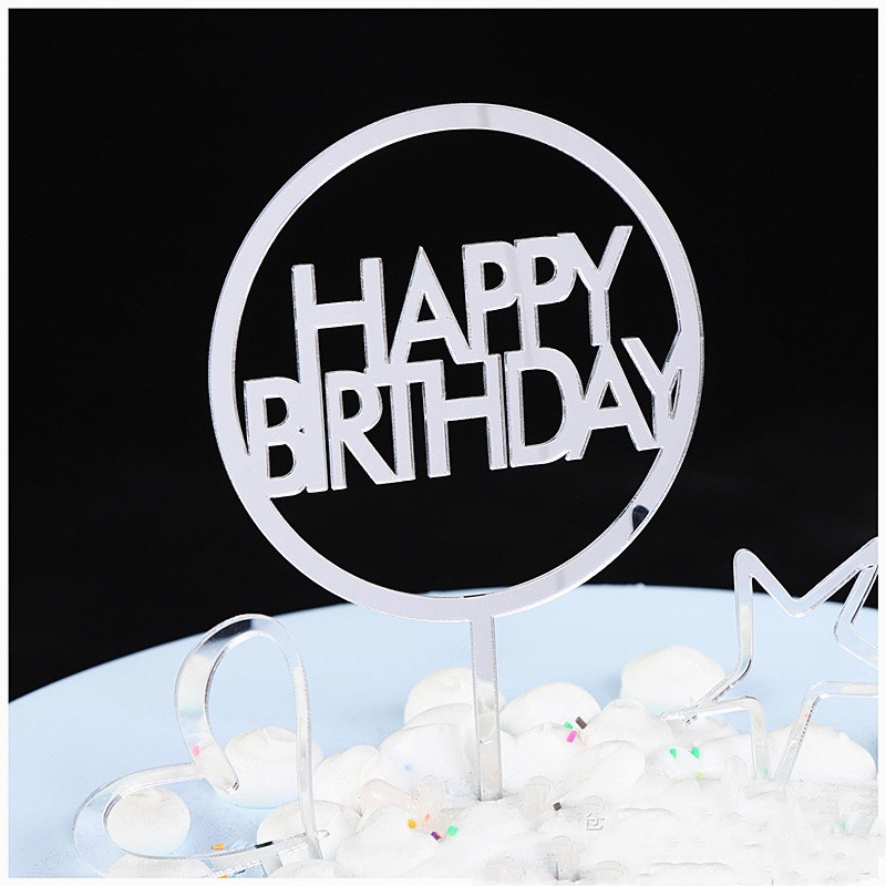 Ακρυλικό ροζ χρυσό Cake Topper Ασημί ροζ γράμμα Happy Birthday Cake Toppers Birthday Party Cake Διακοσμήσεις Παιδικό δώρο γενεθλίων