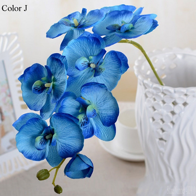 Mesterséges pillangó fehér Orchidea virág Selyem + Műanyag Moly Phalaenopsis esküvői otthoni barkács dekoráció Hamis virágok