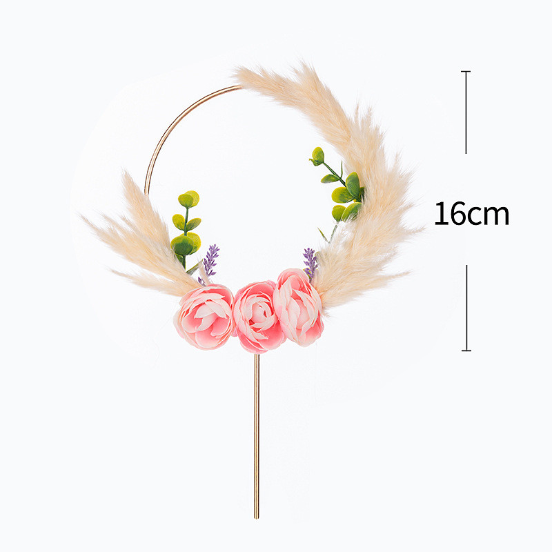 Pasodinkite kviečių ausis Gimtadienio torto apmušalas levandų žiedais vestuvinio vakarėlio torto puošmena Valentino dienos torto tvarsčiams, dovana kūdikių vakarėliui